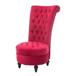 Red Tufted High Back Plush Velvet Upholstered Accent Low Profile Chair - Free Shipping