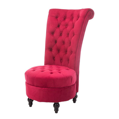 Red Tufted High Back Plush Velvet Upholstered Accent Low Profile Chair - Free Shipping 