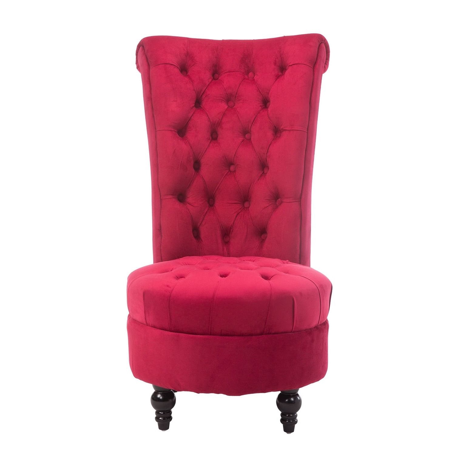 Red Tufted High Back Plush Velvet Upholstered Accent Low Profile Chair - Free Shipping