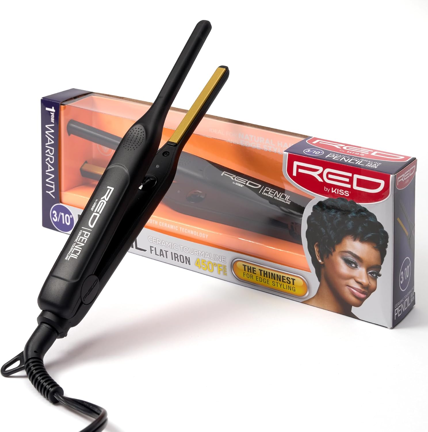 PENCIL FLAT IRON CERAMIC TOURMALINE HAIR STRAIGHTENER 0.3 INCH