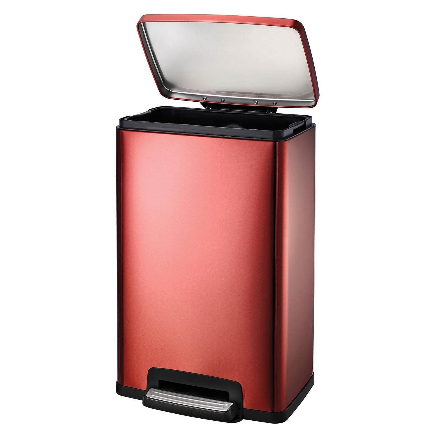 Stainless Steel 13-Gallon Kitchen Trash Can with Step Lid in Copper Red Finish - Free Shipping 