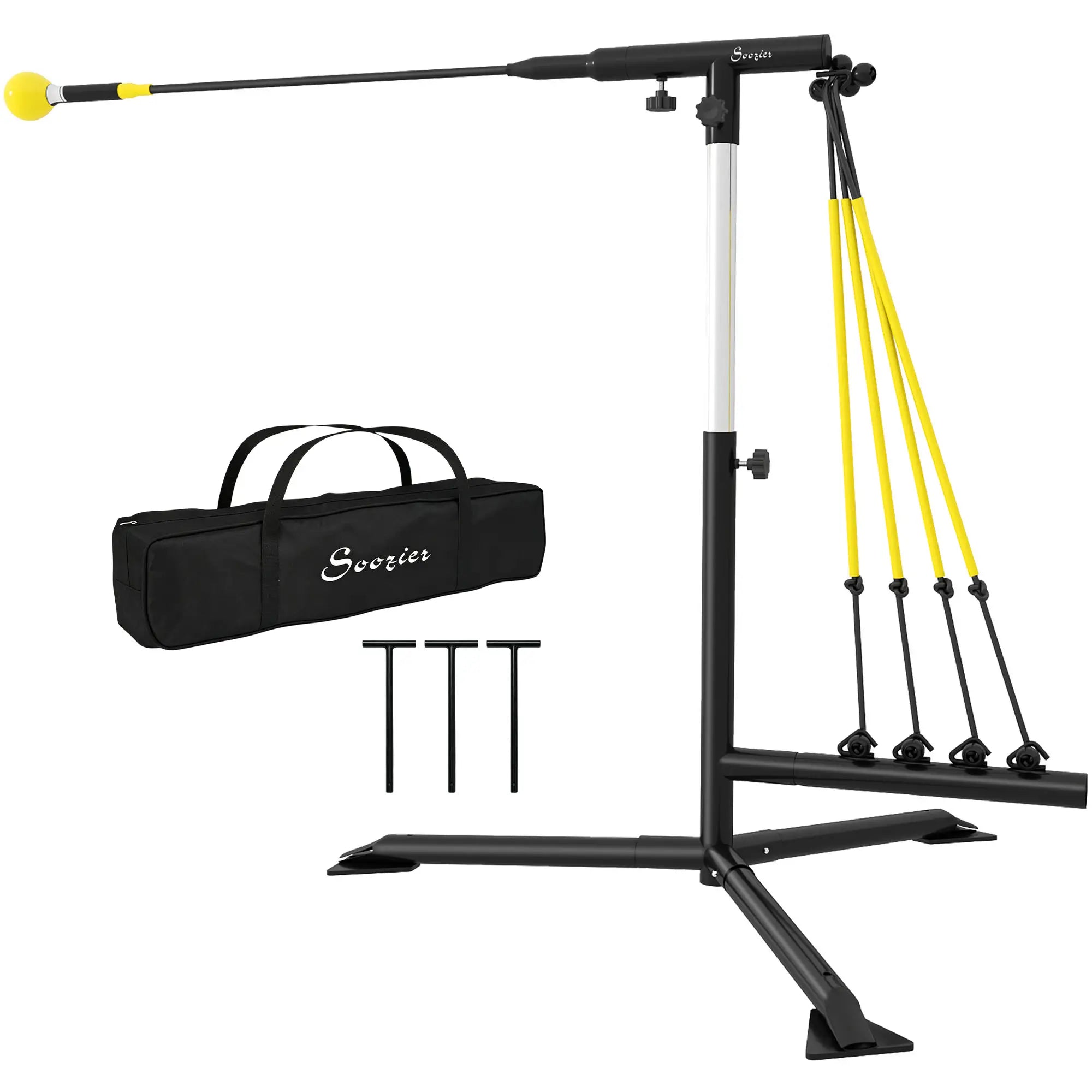 Adjustable Baseball Hitting Trainer with Auto-Rebound & Resistance Bands