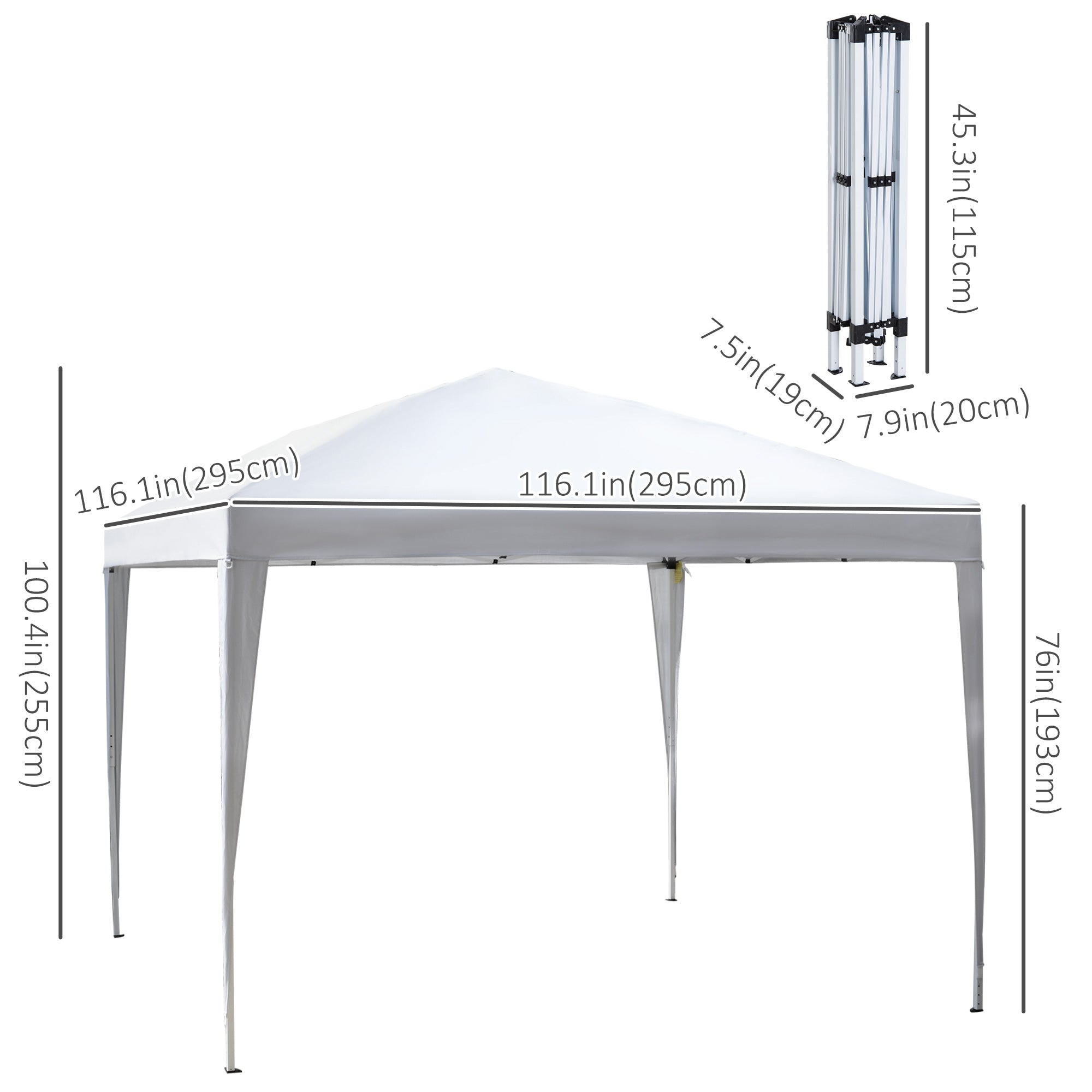 Outsunny Folding Pop Up Tent 10x10ft Outdoor Gazebo Canopy White w Carrying Bag 