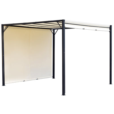 Outsunny 10'x10' Steel Pergola with Retractable Canopy Water Resistant Cream White 