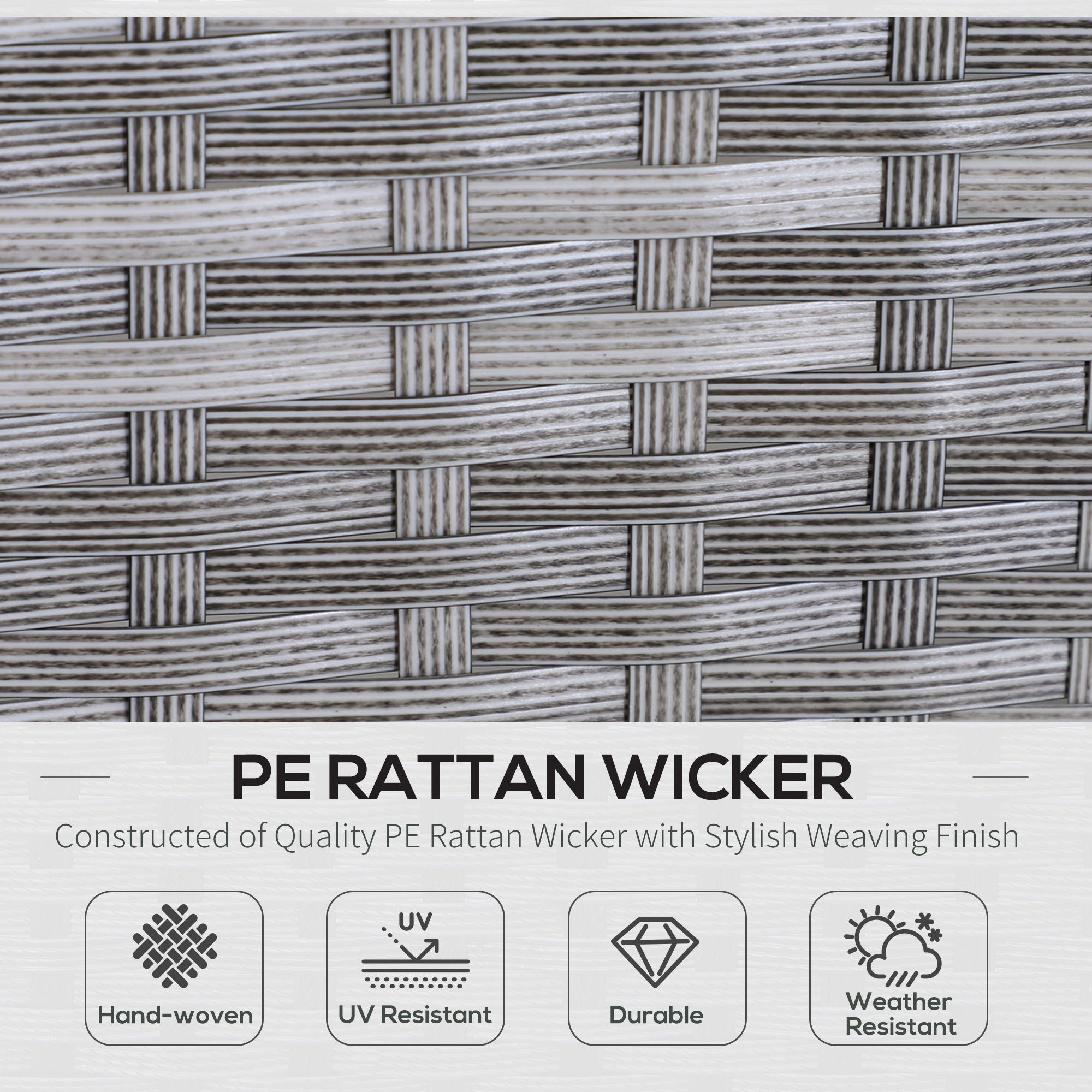 Outsunny 5-Piece Patio Garden Sofa Dining Set PE Rattan Wicker Wood Furniture 