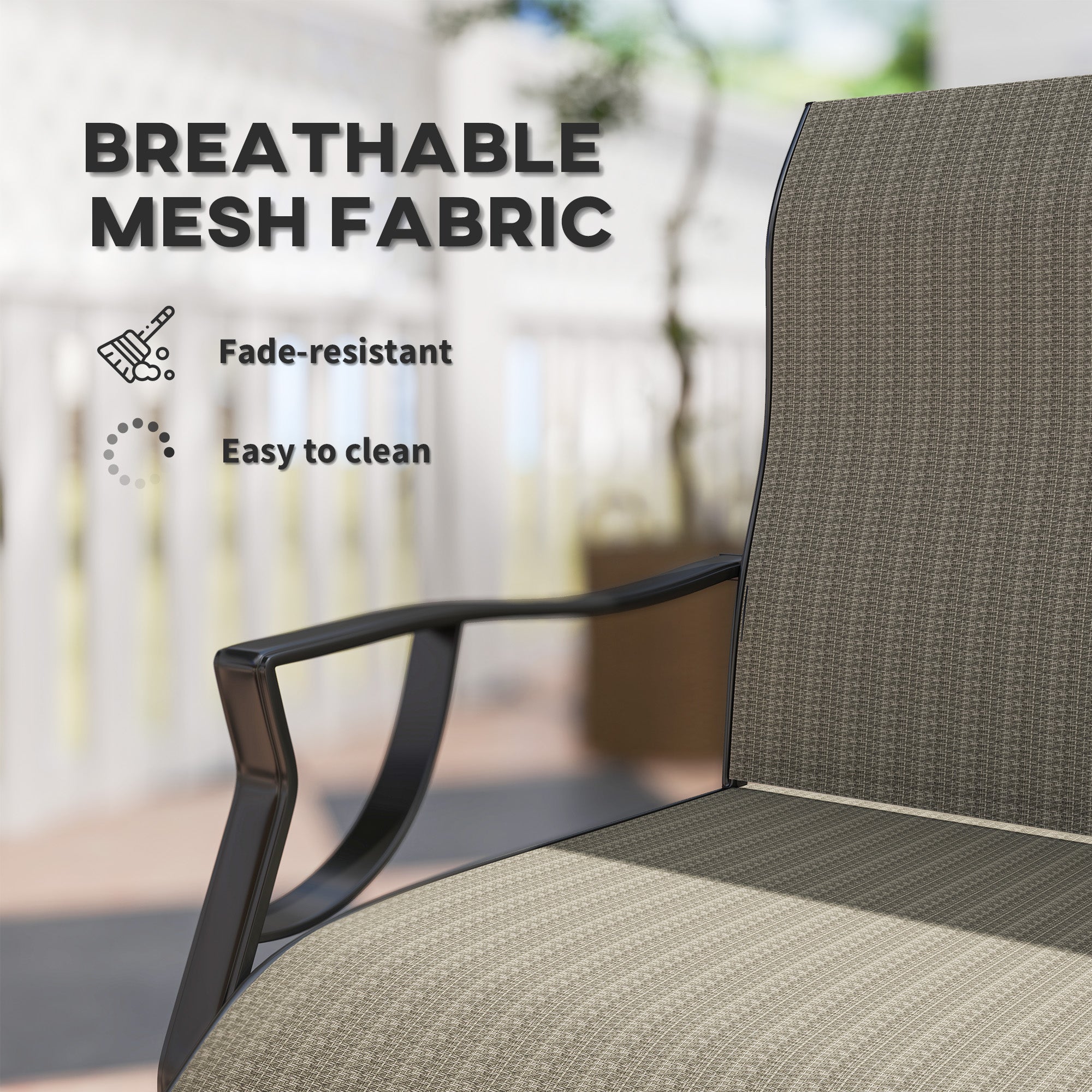 Outsunny C Spring Motion Patio Chairs Set of 2 with Curved High Backrest, Armrest, All Weather Breathable Fabric, Metal Frame 