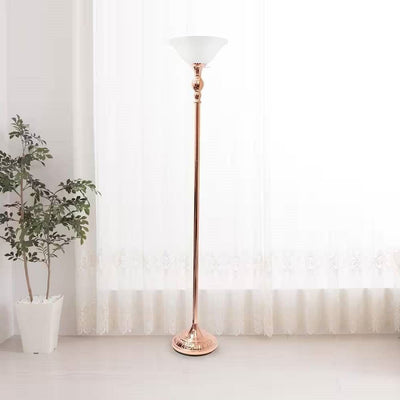 Rose Gold Copper Finish Metal Floor Lamp Torchiere with White Glass Shade - Free Shipping 