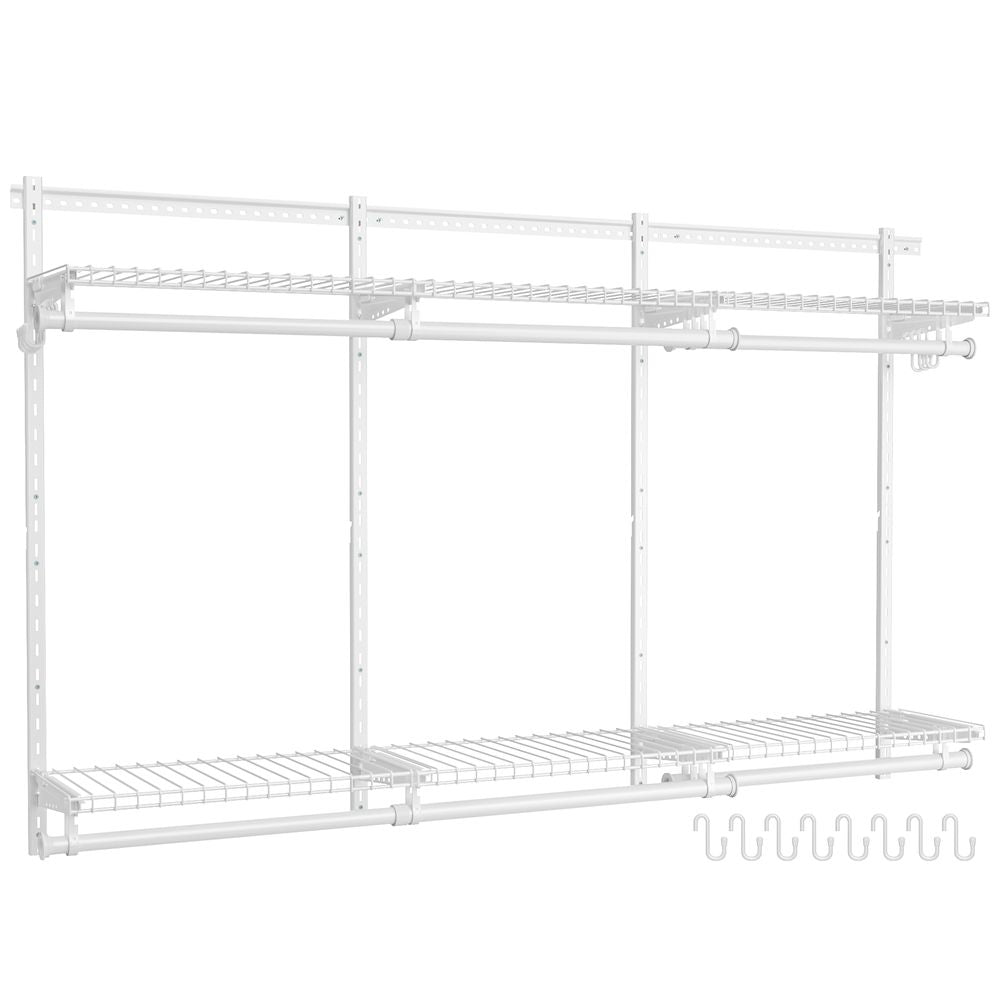 Heavy-Duty Metal Wardrobe Closet with Shelves and Hooks, 96.1" x 12.8" x 48.3", White