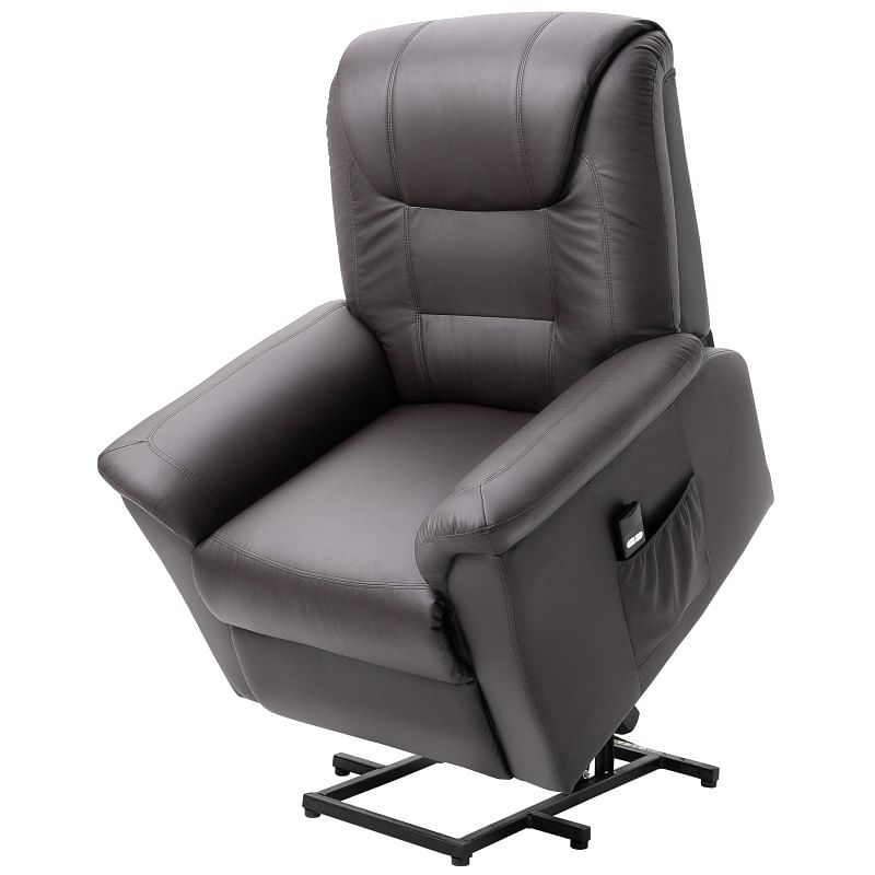 Brown Electric PU Leather Power Lift Chair with Remote Control & Side Pockets - Free Shipping 