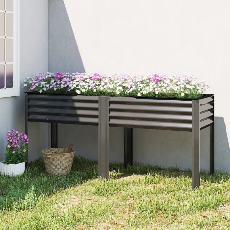 Galvanized Raised Garden Bed with Legs, 71" x 22" x 31.5" Raised Planter Box with Reinforced Bars and Non-Woven Fabric