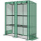 Outsunny Lean-to Greenhouse with 3 Tier Shelves, Mini Greenhouse with 2 Roll-Up Doors for Indoor Outdoor, Green