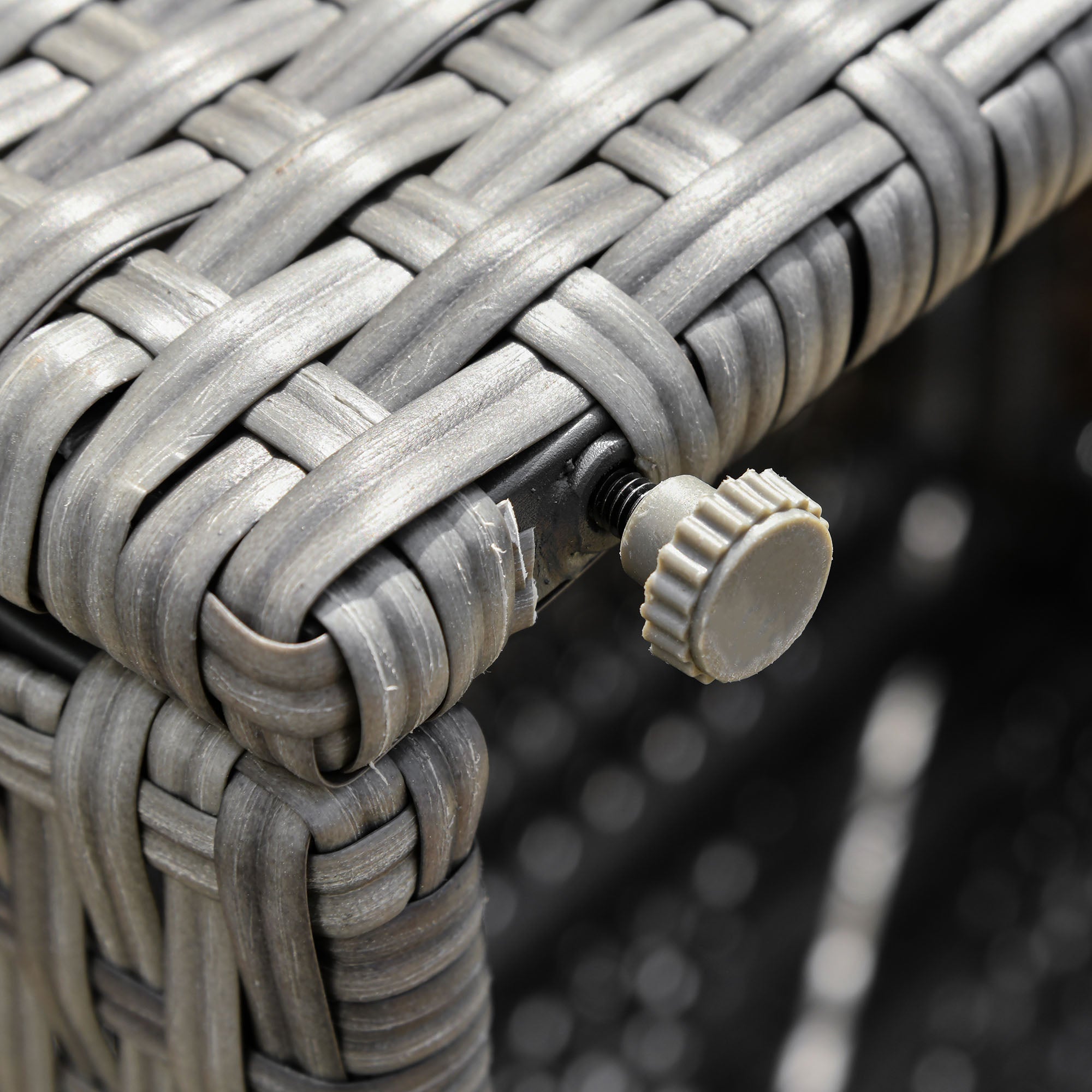 Outsunny 3 Piece Wicker Patio Furniture Set Outdoor Sectional Conversation Couch with Cushions Table Grey 