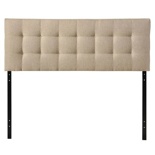 Full size Modern Beige Tan Taupe Fabric Tufted Upholstered Headboard - Free Shipping