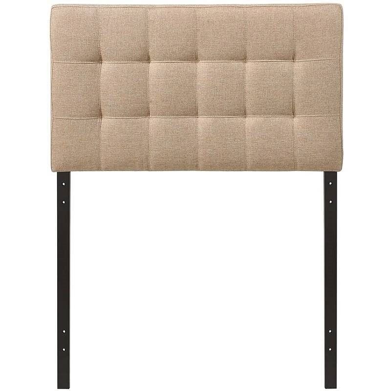 Twin size Modern Beige Tan Taupe Fabric Tufted Upholstered Headboard - Free Shipping 