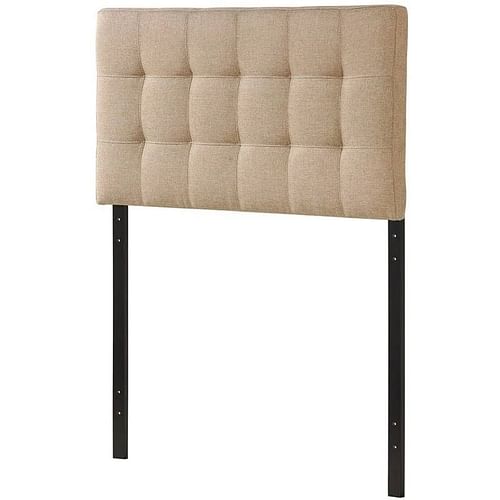 Twin size Modern Beige Tan Taupe Fabric Tufted Upholstered Headboard - Free Shipping