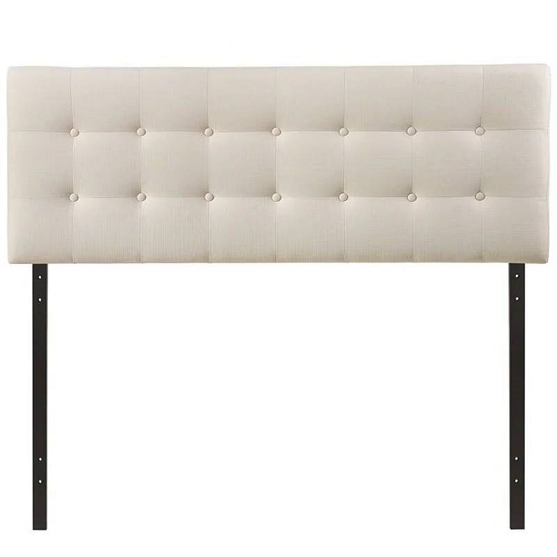 Full size Modern Ivory Fabric Upholstered Button Tufted Headboard - Free Shipping