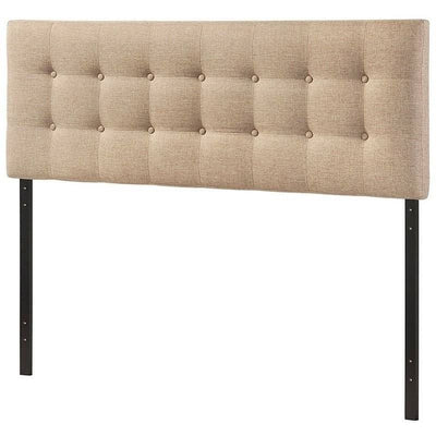 Full size Beige Tan Taupe Fabric Upholstered Button Tufted Headboard - Free Shipping 