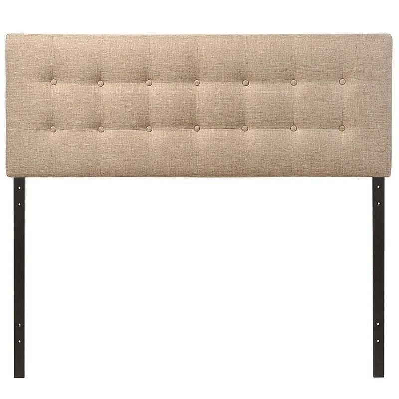 Full size Beige Tan Taupe Fabric Upholstered Button Tufted Headboard - Free Shipping