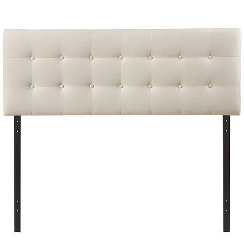 Queen size Modern Ivory Fabric Upholstered Button Tufted Headboard - Free Shipping