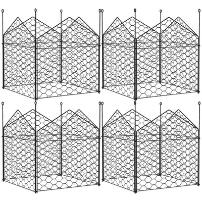Outsunny 4 Pack Metal Garden Cloches 12"x14" Plant Cages Black Crop Protection to Keep Animals Out 
