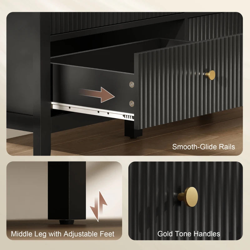 Double Chest of Drawers, Modern 6 Drawer Dresser for Bedroom, Living Room, Hallway, Closet, Black