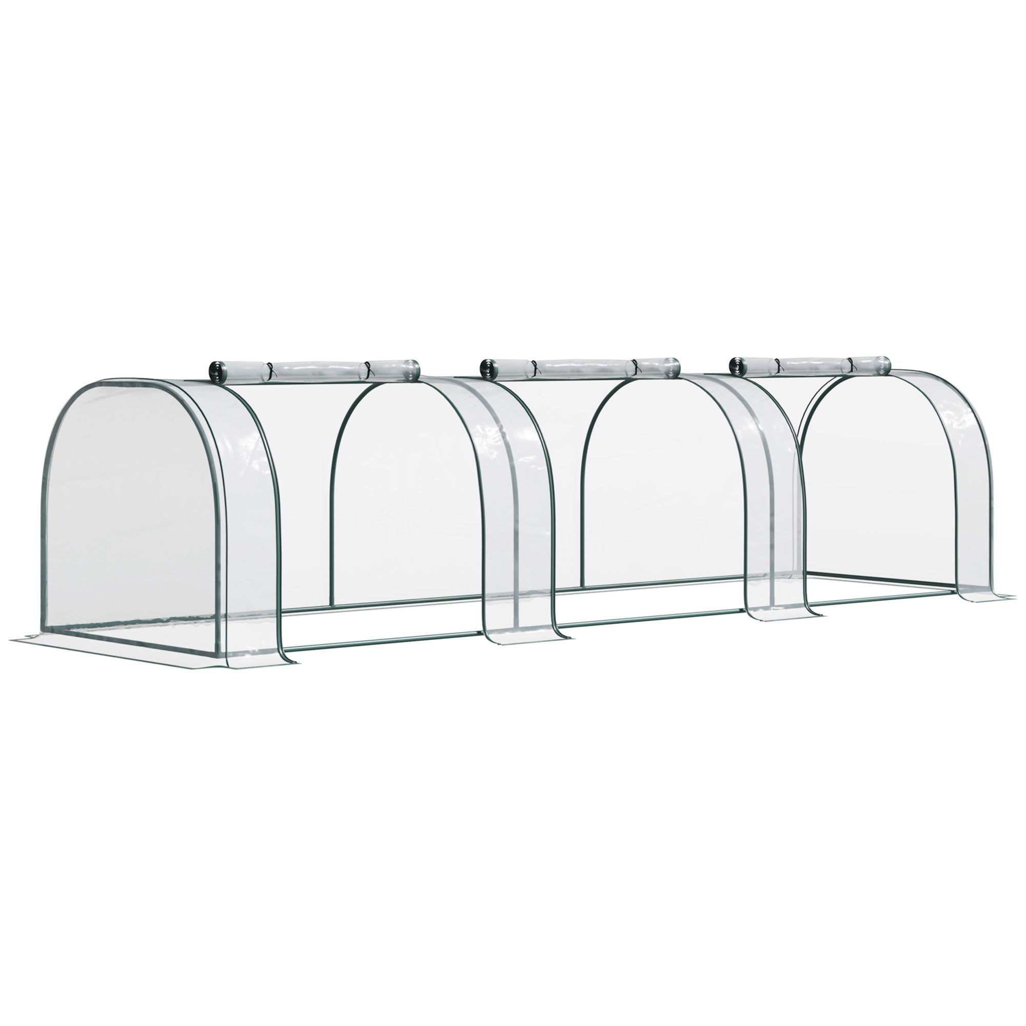 Outsunny Transparent PVC Mini Tunnel Nursery Habitat: 138"x39"x32" Garden Flora Warm Abode Steel Frame Zipped 