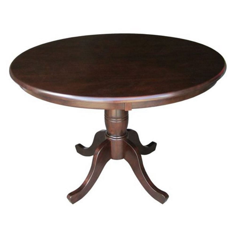 Round 36-inch Solid Wood Kitchen Dining Table in Rich Mocha - Free Shipping