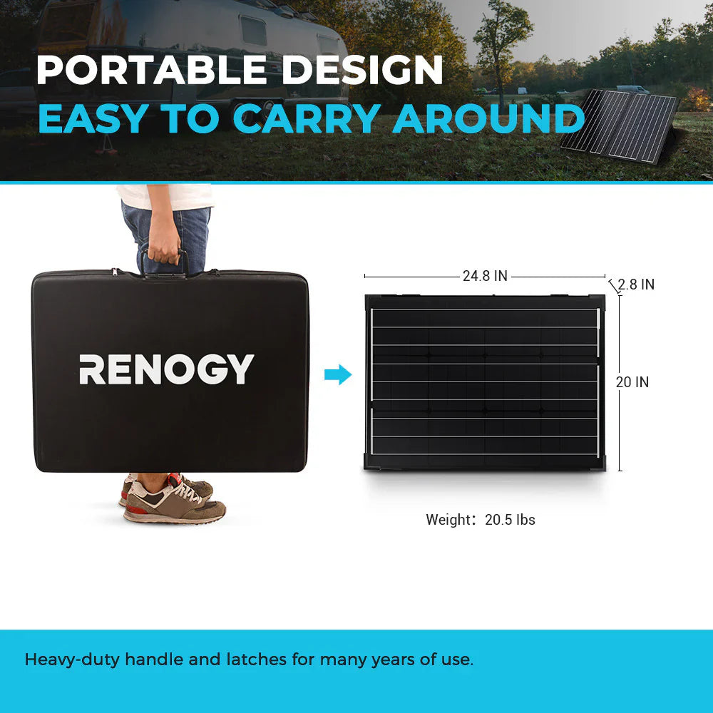 100W compact suitcase portable solar panel 