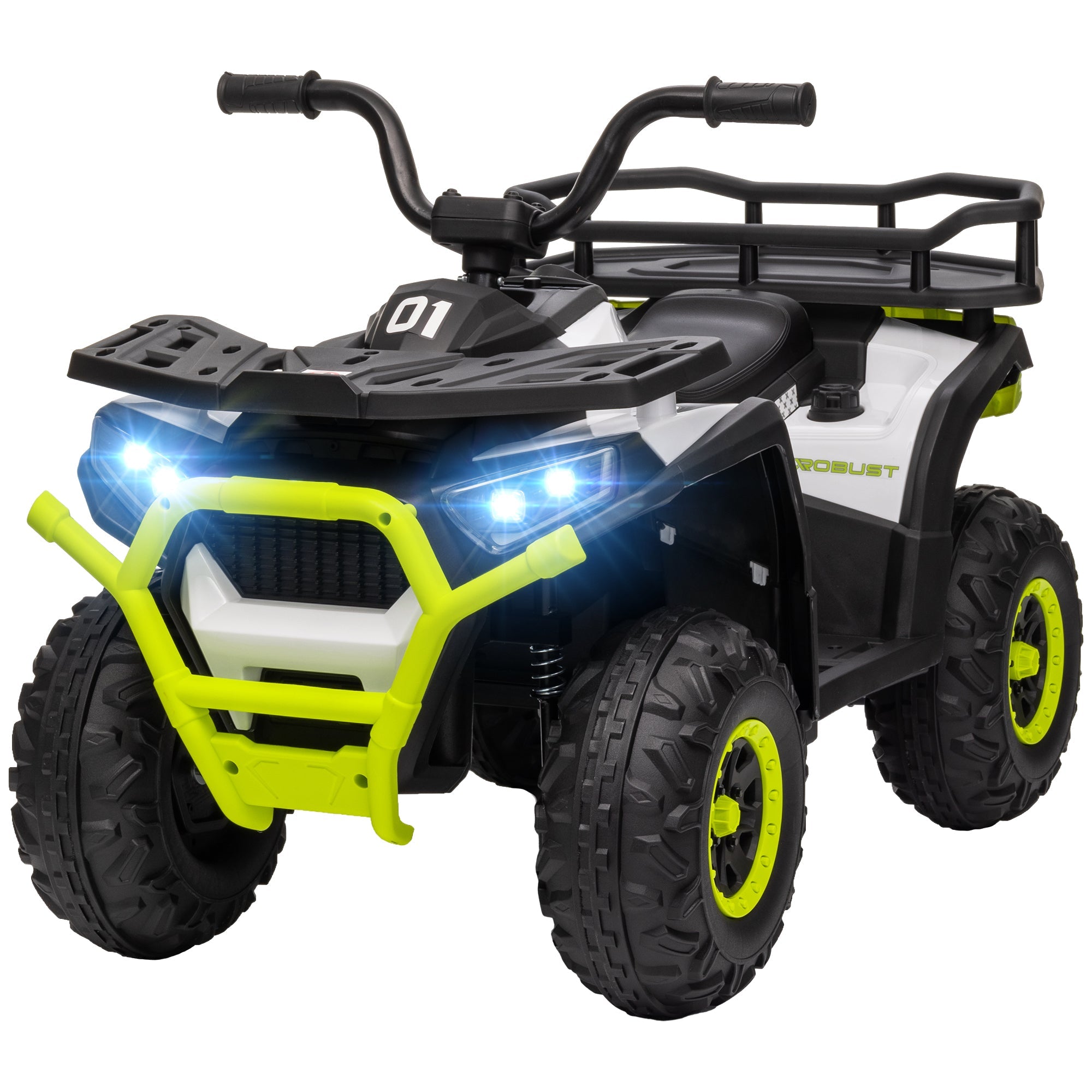 Qaba Kids ATV, 12V Battery Powered Electric Ride on Toy w/ Spring Suspension, Storage Basket, High & Low Speed, Green 