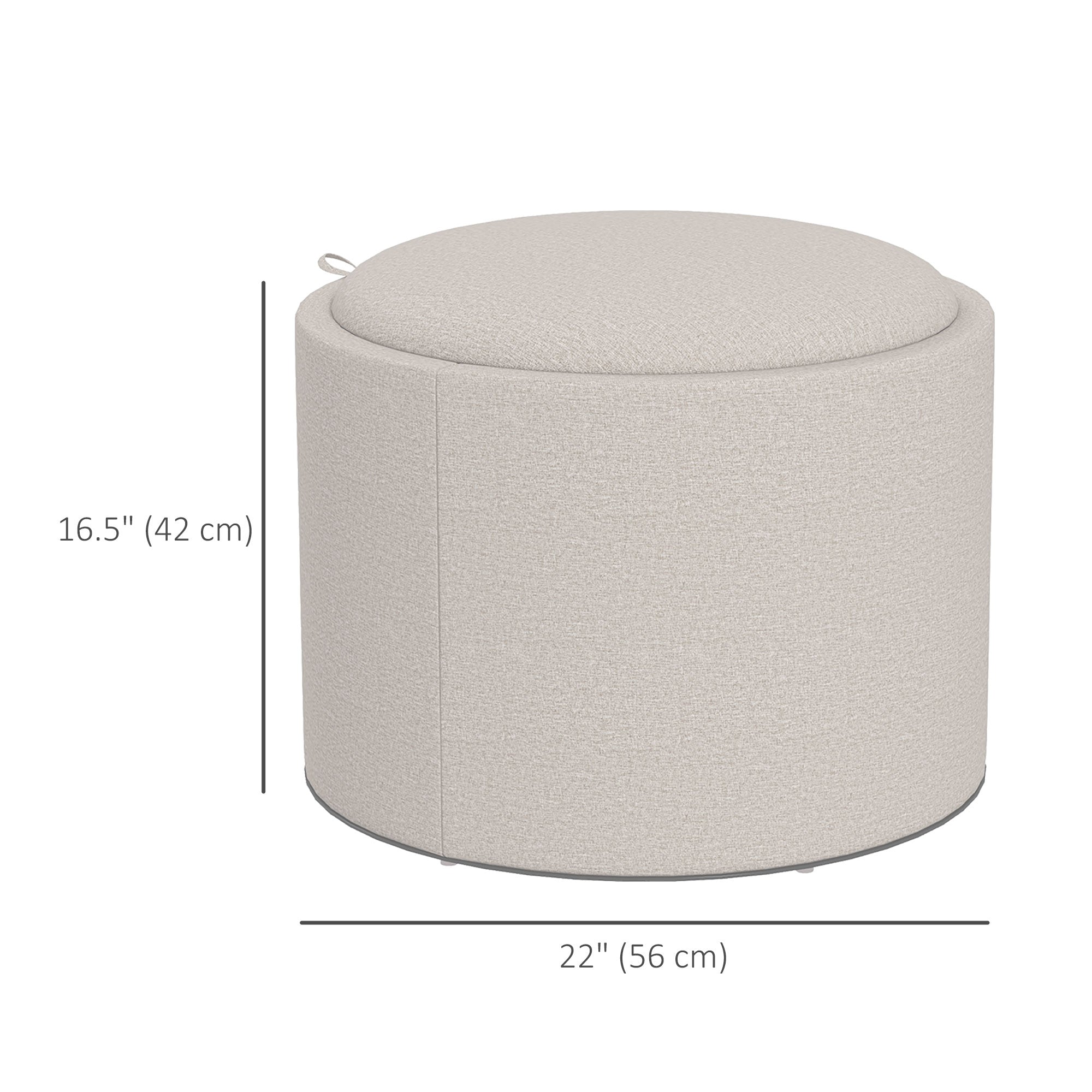 HOMCOM Unique 22" Round Coffee Table Cream White with Storage Removable Tray Non-slip Footpads for Living Room 