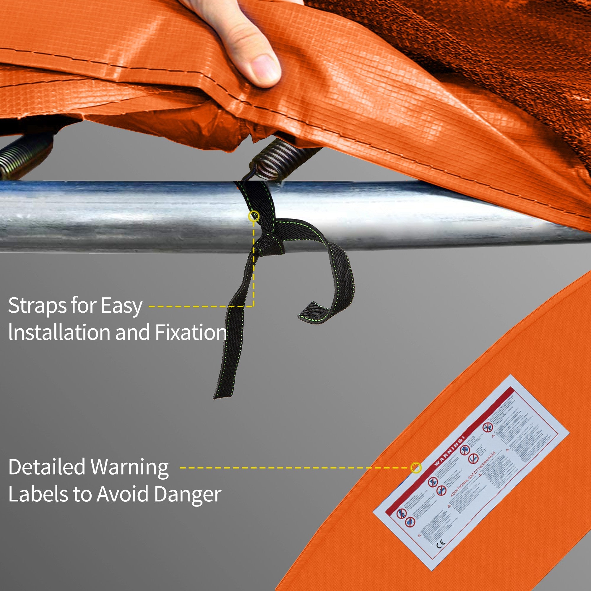Soozier 14ft Trampoline Safety Pad Replacement Bounce Mat Cover Jump Exercise Fitness Accessory Light Orange 