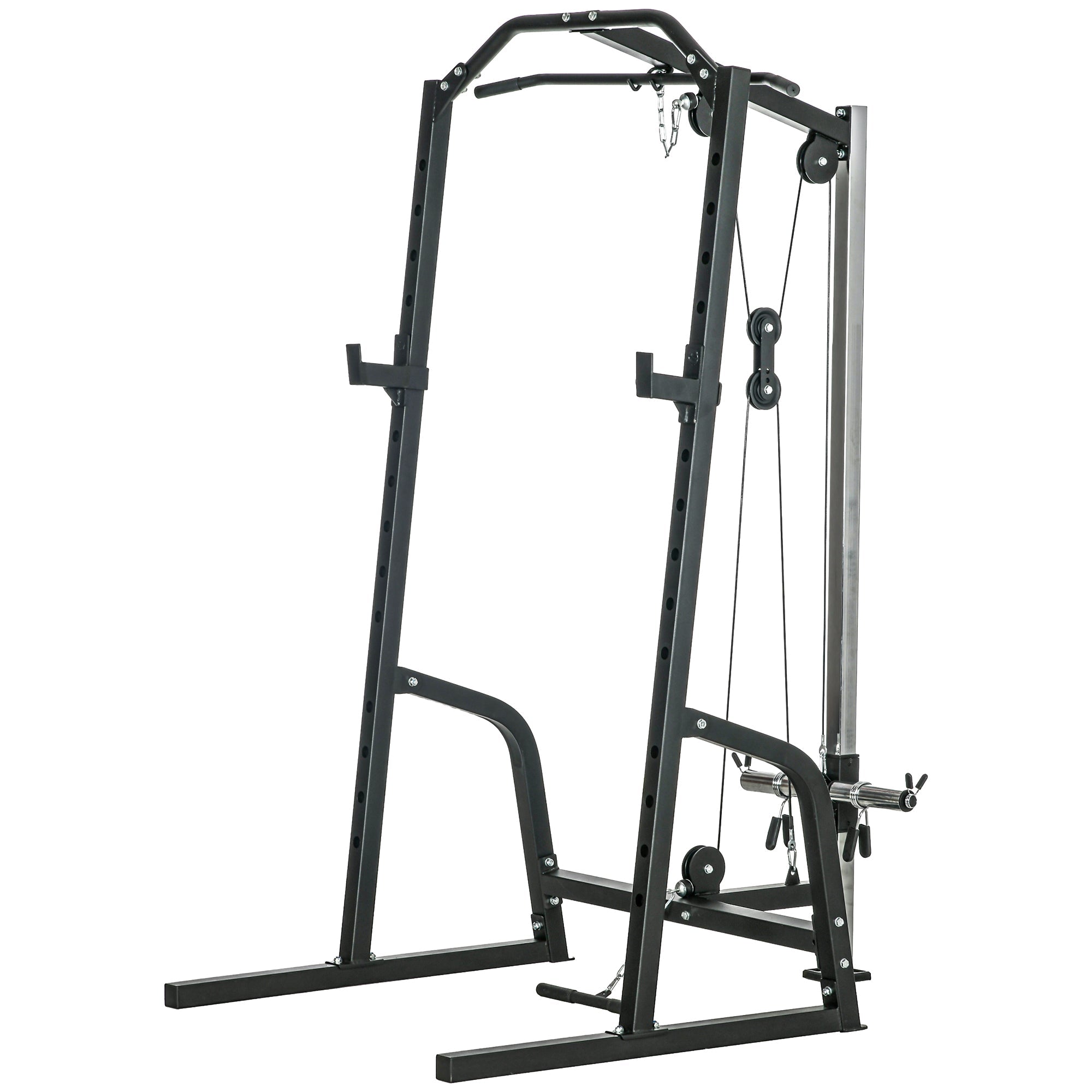 Soozier Complete Power Cage with 15-Level Squat Rack, Cable Pulley, Pull & Push-up Stand for Strength Training 