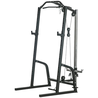 Soozier Complete Power Cage with 15-Level Squat Rack, Cable Pulley, Pull & Push-up Stand for Strength Training 