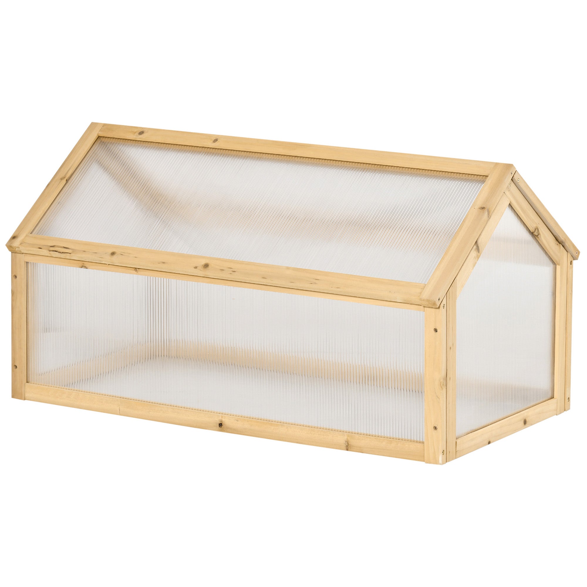 Outsunny Grow House Wooden Cold Frame Greenhouse Portable Raised Planter with Openable Top 35.5"x20.5"x19.5" Light Brown 