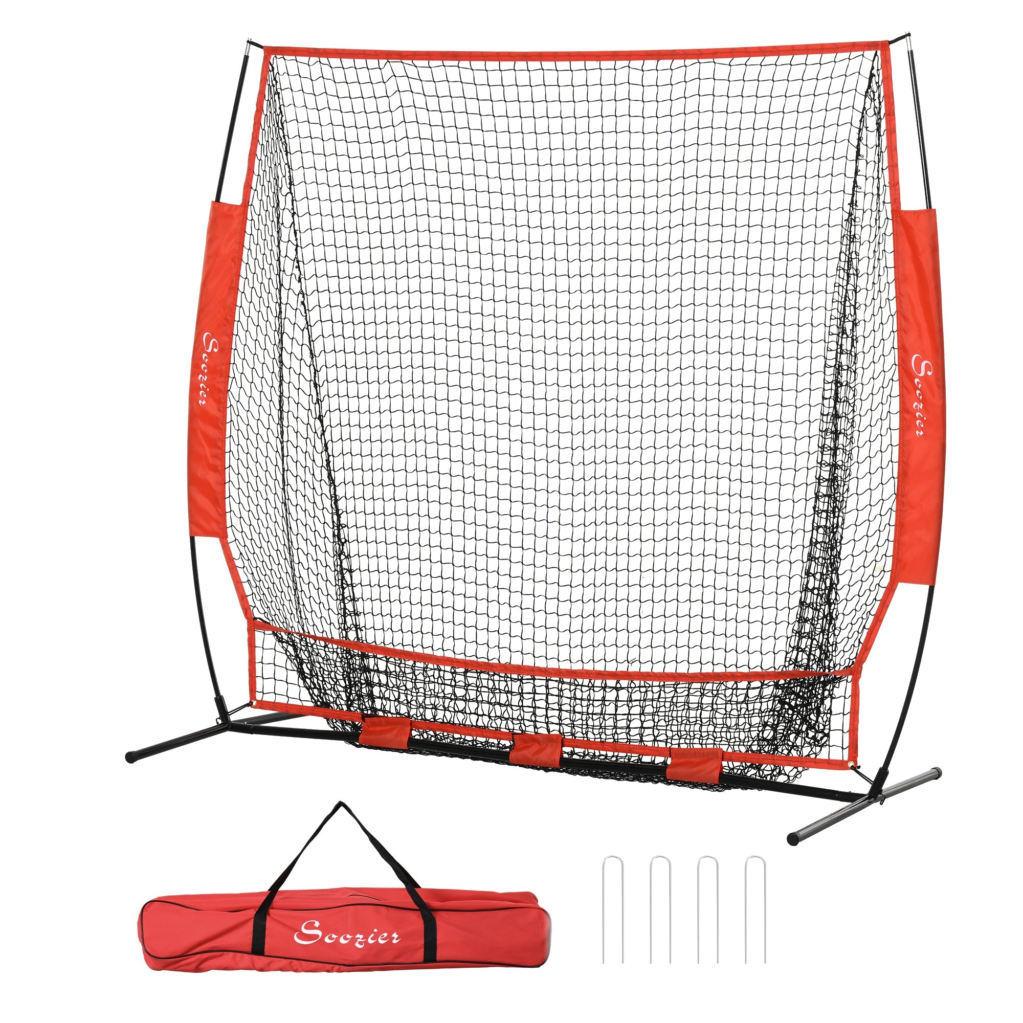Soozier 6' x 6' Baseball Net for Hitting Pitching Practice with Carry Bag, Red 