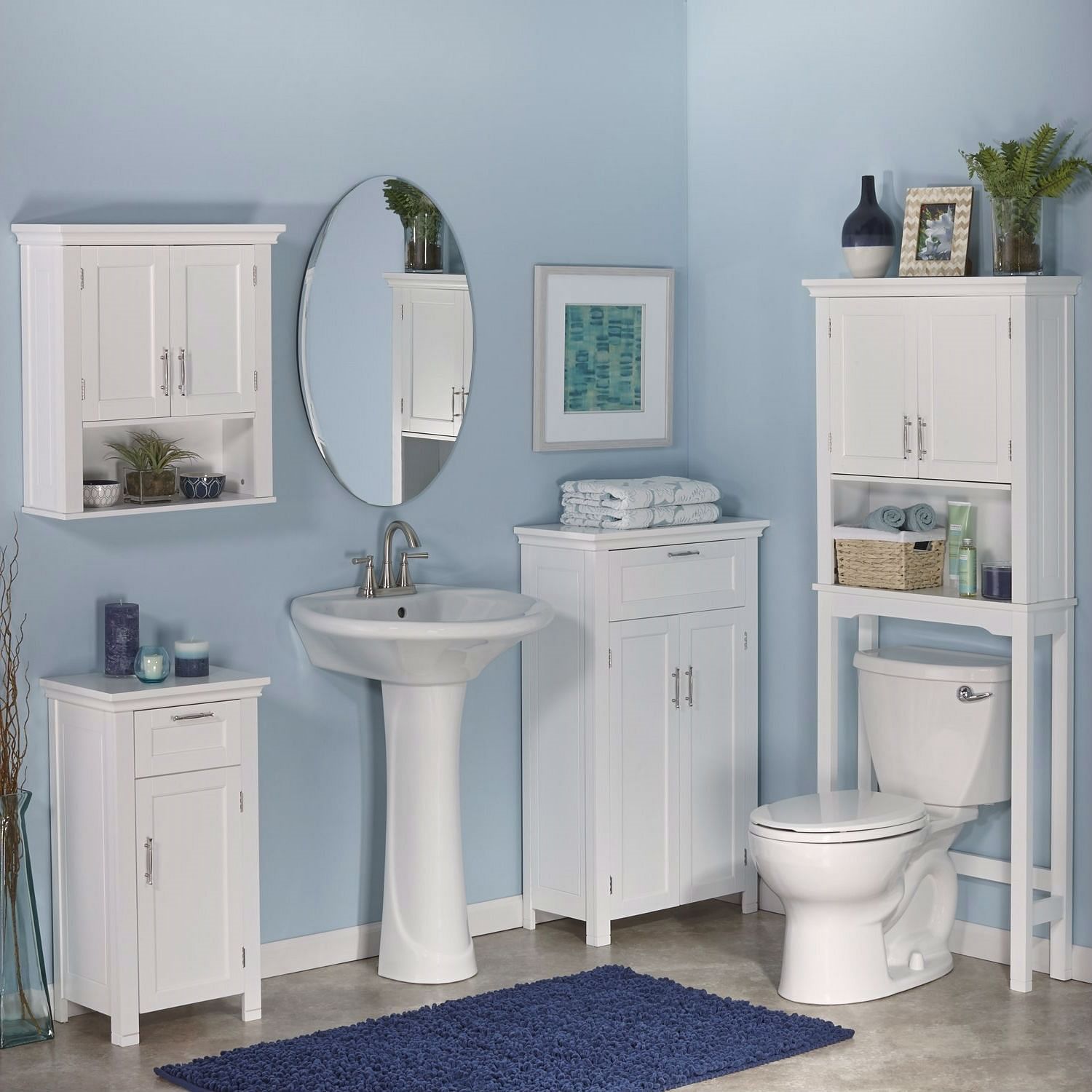 White Bathroom Wall Cabinet Cupboard with Open Shelf - Free Shipping