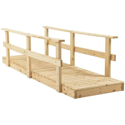 7 ft. Wooden Garden Bridge with Hand Rails in Natural Finish - Free Shipping 