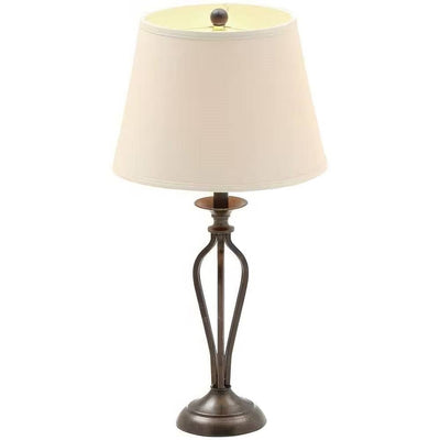 Traditional Bronze Metal Finish Table Lamp with Beige Linen Shade - Free Shipping 