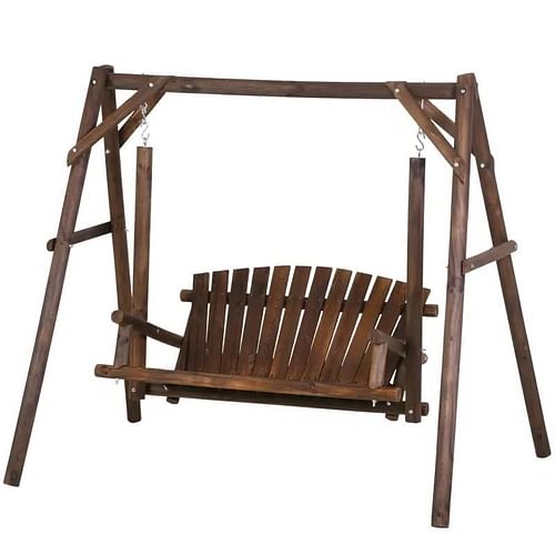 FarmHouse Log A-Frame 2-Seat Wooden Swing Bench - Free Shipping