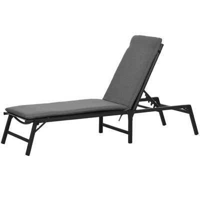 Outsunny Foldable Patio Recliner Chair with Cushion, 5-Level Adjustable Backrest, Compact Outdoor Lounger, Grey 
