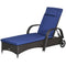 Outsunny Outdoor Lounger Deck Chair with Headrest 5-Level Adjustable Backrest Wheels Deep Coffee Navy Blue