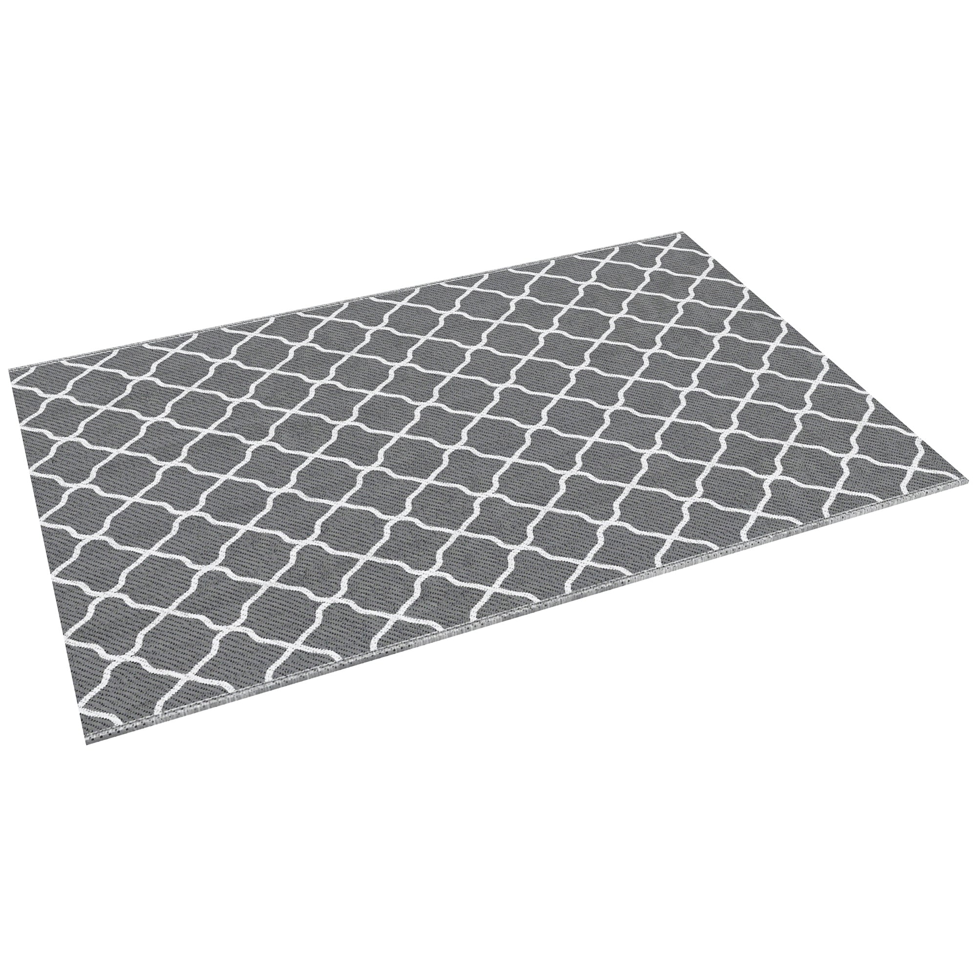Outsunny 6' x 9' Waterproof Outdoor Rug RV Reversible Mat for Backyard Deck Picnic Beach Camping Grey White Net 
