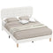 Queen Size Bed Frame with Adjustable Headboard Upholstered Platform Bed Frame with Wood Slat Support Noise Free White