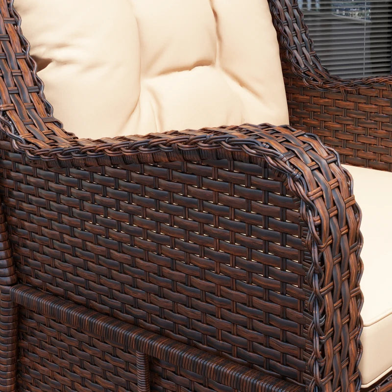 PE Rattan 360° Swivel Patio Chair with Cushion, Brown