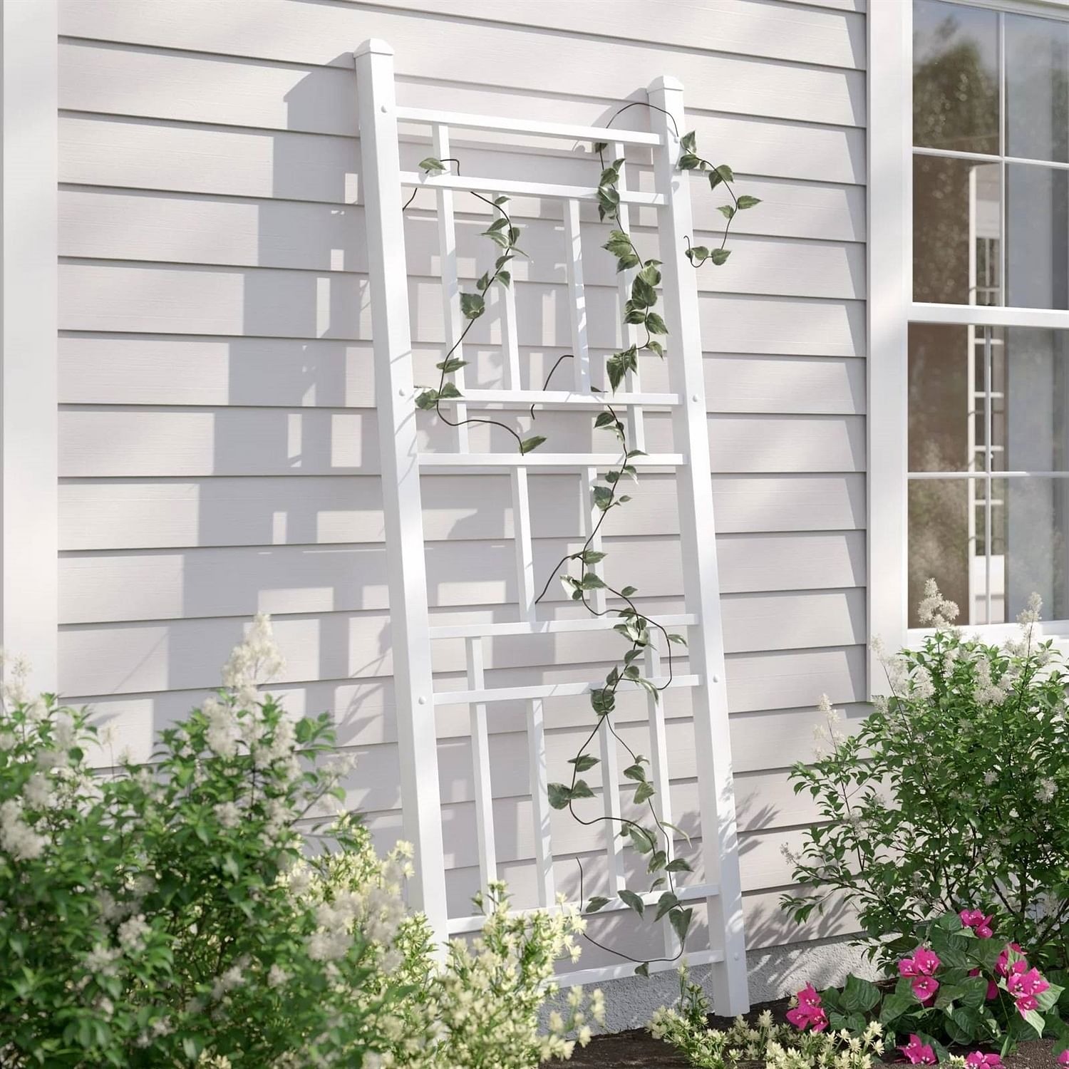 75-inch White Vinyl Outdoor Garden Trellis - Made in USA - Free Shipping