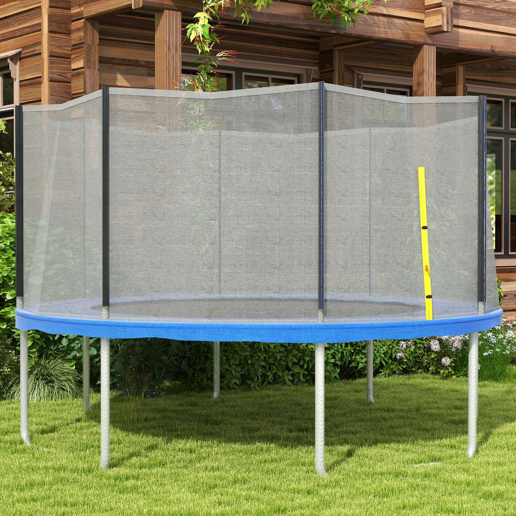 Soozier Trampoline Net Enclosure for 14ft Round Trampoline with 8 Straight Poles Poles Not Included, Weather Resistant Trampoline Netting Replacement with Zippered Entrance, Black 