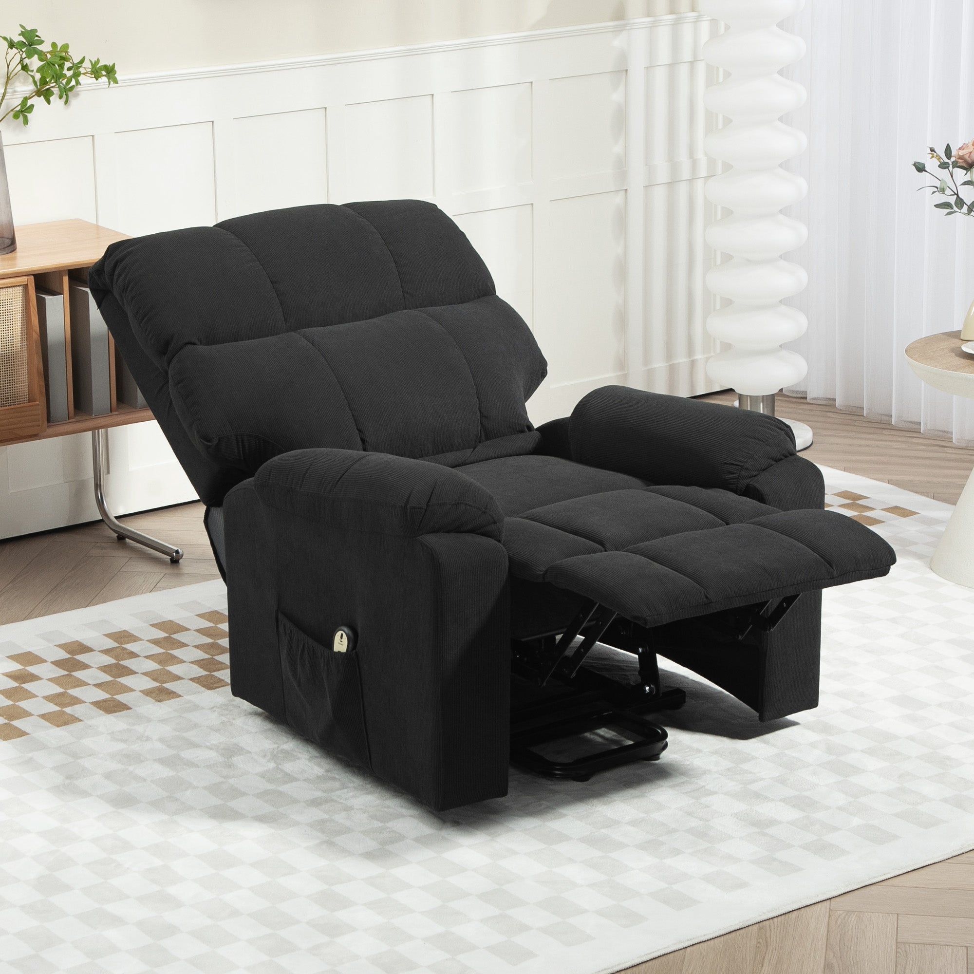 HOMCOM Lift Chair for Seniors, Microfibre Upholstered Power Recliner Chair with Remote, Quick Assembly, Black 
