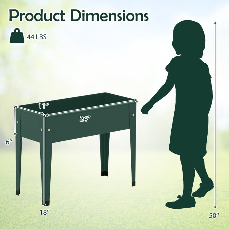 Raised Garden Bed Elevated Metal Gardening Box with Legs-Green
