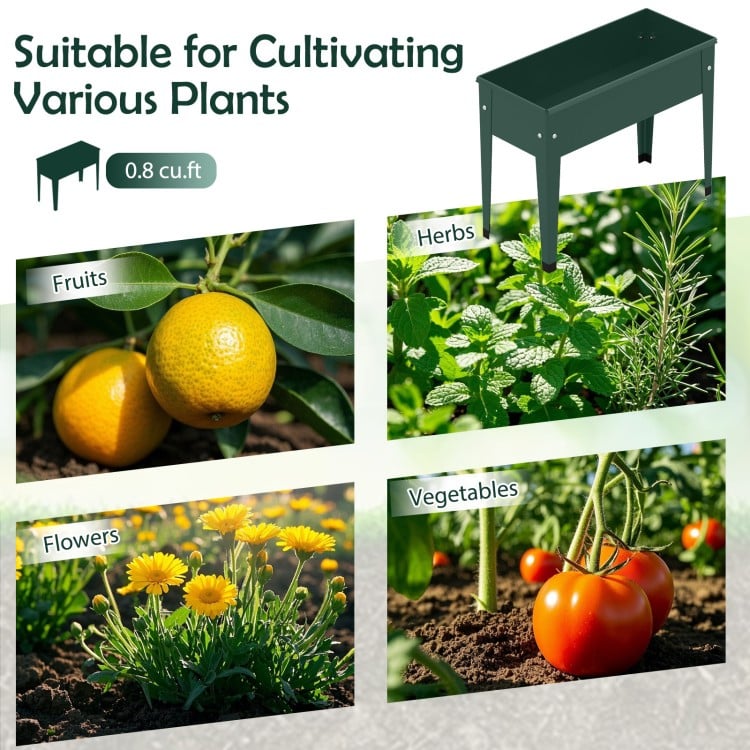 Raised Garden Bed Elevated Metal Gardening Box with Legs-Green