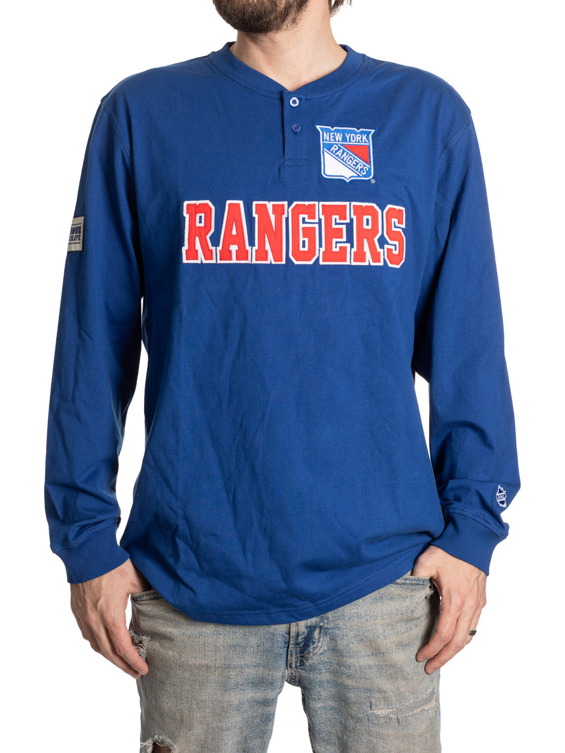 New York Rangers Long Sleeve Henley- Presale 